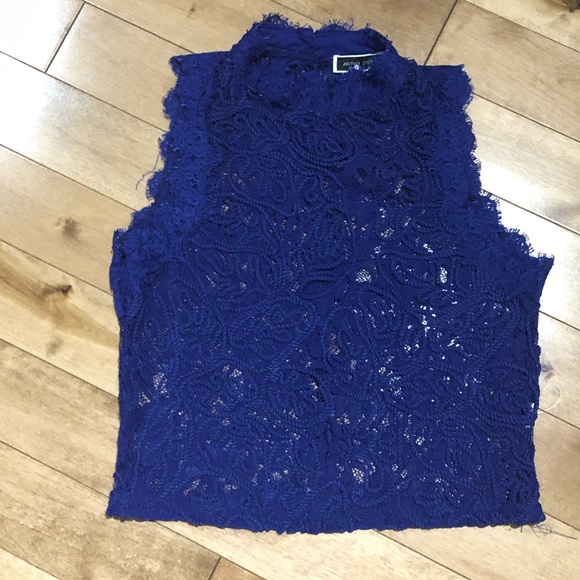 Another Story Tops - ♥️5/25$! Another Story Royal blue lace mock neck crop top